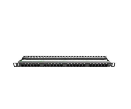 Akcesorium do szafy RACK LANBERG Patch Panel 24 Port 0.5U Kat.5E czarny PPU5-0024-B